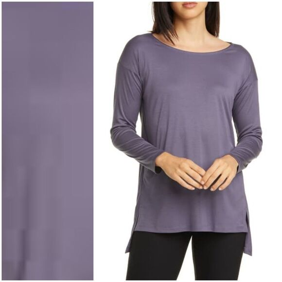Eileen Fisher Tencel Ballet Neck Top Petite Med - Picture 1 of 10